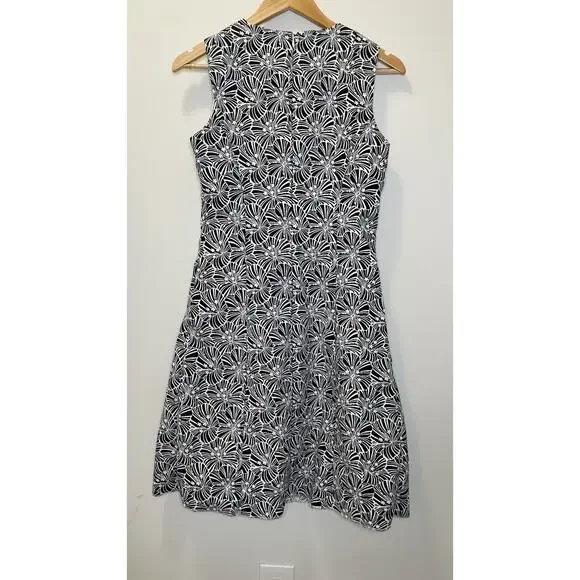 Brooks Brothers Sleeveless Floral Fit Flare Dress Career Nautical Navy Women's 6 - Picture 8 of 15